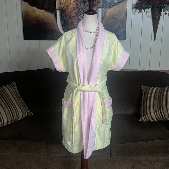 Fernando Squette • Vintage • Beach Bathrobe • Yellow/ Pink • Size Small (P) - Picture 2 of 12